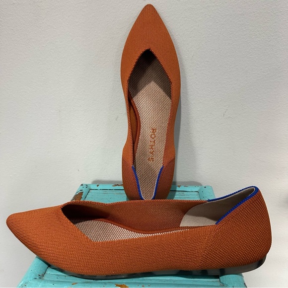 Rothy’s The Point Toe Ballet Flat Slip-On Brandy CognacBrown Size 9.5